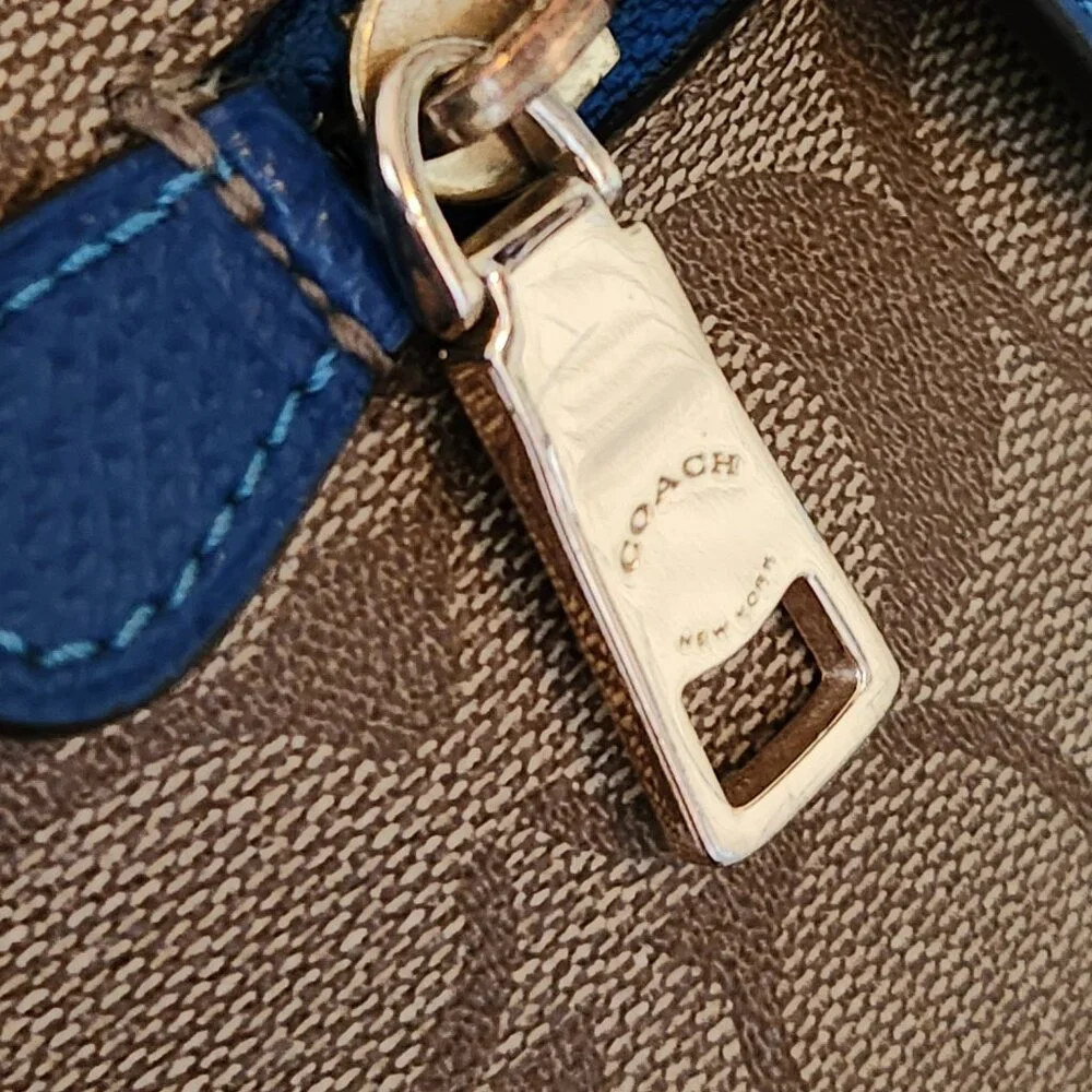 Like New Coach Signature Blue Outline Satchel Tote Bag